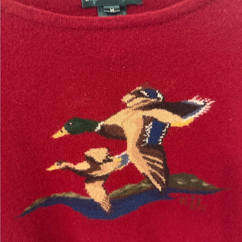 Vintage Ralph Lauren Red Sweater with Bird Motif - Picture 3 of 4